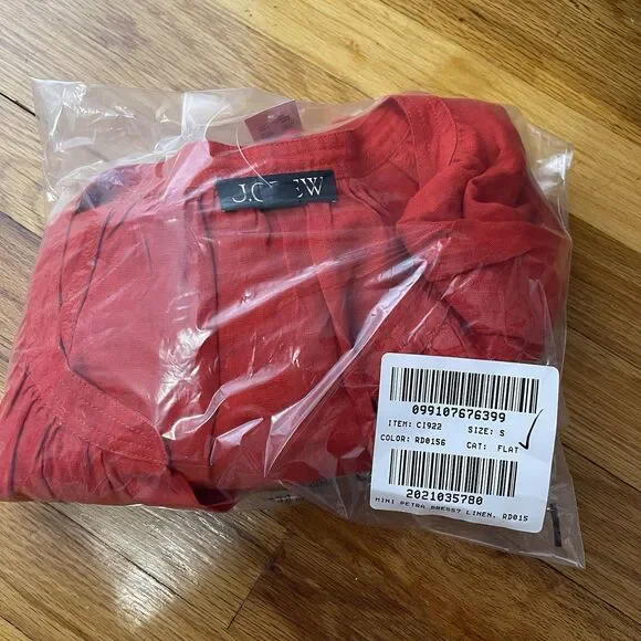 J.CREW Cabana Mini Dress in Linen Size Small Red NEW Beach Preppy Casual CI922 - Picture 13 of 16